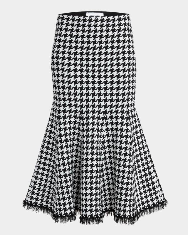 Houndstooth Fit-&-Flare Midi Skirt